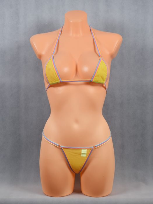 Verona Bikini kolorowe siatka prześwitująca dla odważnych plaża żółty
