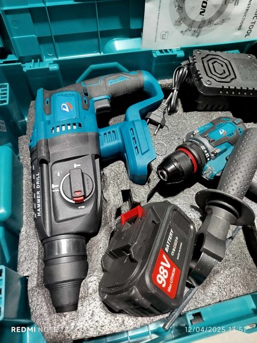 Kit 4 máquinas motor brushless c/2 baterias 98v compatíveis com makita