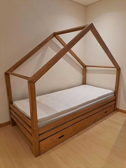 Cama Cabana para criança MonLitCabane com Cama Gancho + 3 Colchões Incluídos