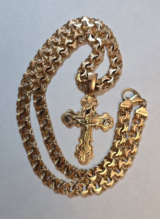 Золотая цепочка с крестом 75 грамм