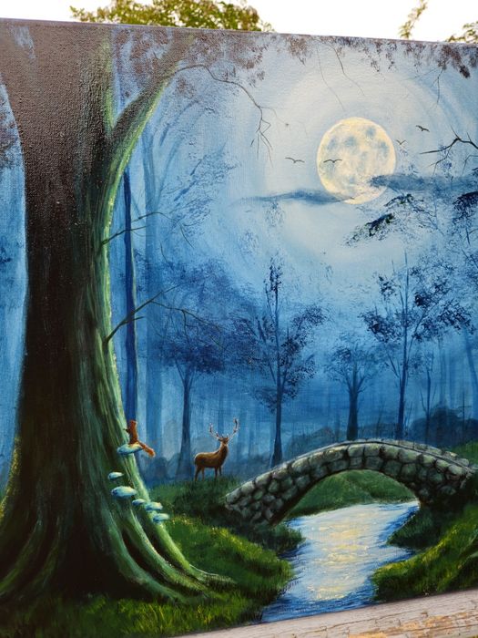 Obraz magiczny las w księżycową noc 120x60