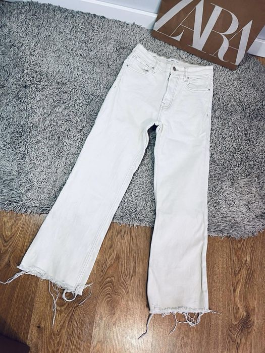 Mango s spodnie jeansowe kremowe flary jeansy