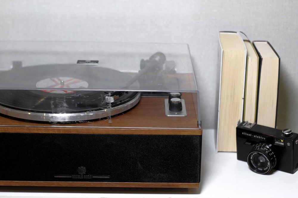 Вініловий програвач Angel Horn Wood з Bluetooth, голка Audio-Technica