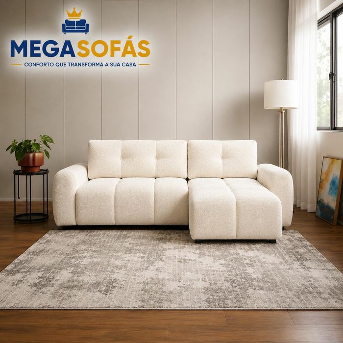 Sofá Cama Mallorca 250cm | Chaise Longue | Conversível em Cama | Tecido