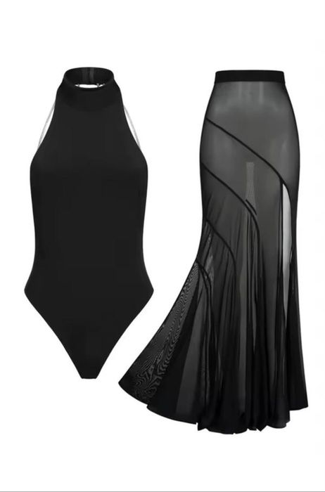 Комплект купальник боді зі стразами спідниця roar cruise