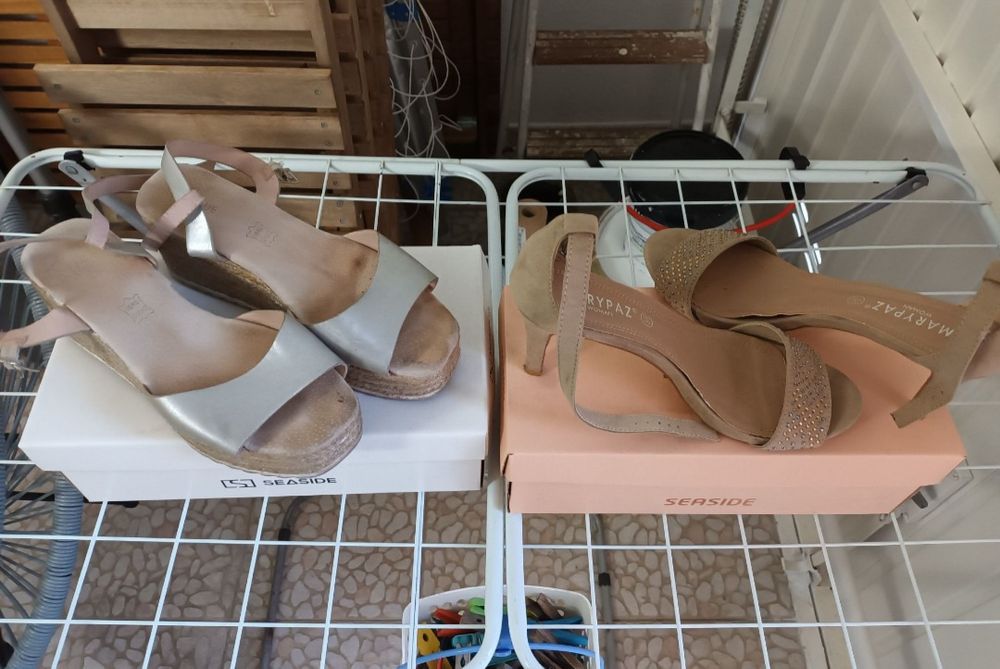 Lote 2 sapatos salto alto 38 senhora usadas