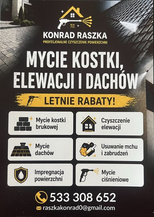 Mycie kostki brukowej,elewacji i dachow- gorąca woda + chemia WIOSENNE PROMOCJE