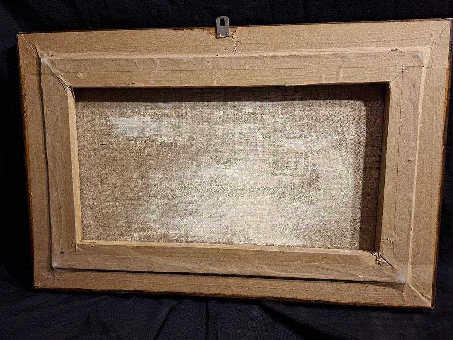 Obraz olejny na płótnie – jarmark koński, konie – drewniana rama 65×43 cm