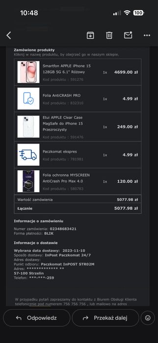 Iphone 15 różowy 128 GB