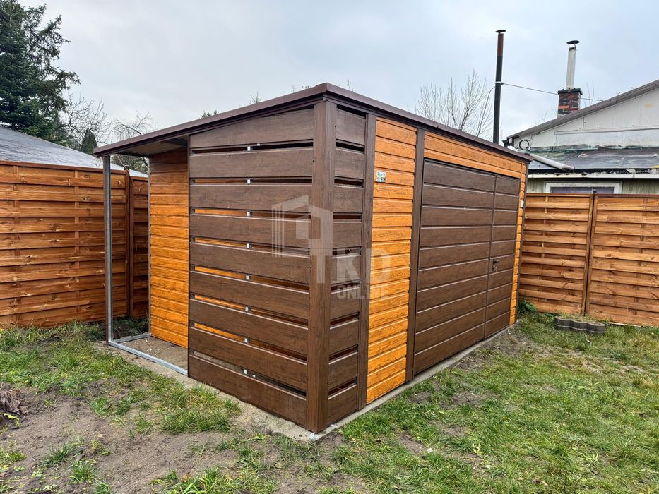 Schowek Domek Ogrodowy Garaż 4X3M + Wiata 0,5M Brama Drzwi Dach Tkd309