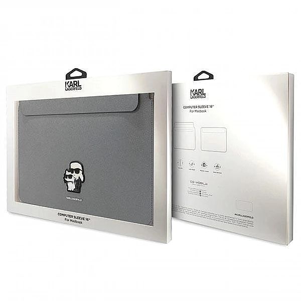 Pokrowiec Karl Lagerfeld Saffiano Karl&Choupette na laptopa 16" - sreb