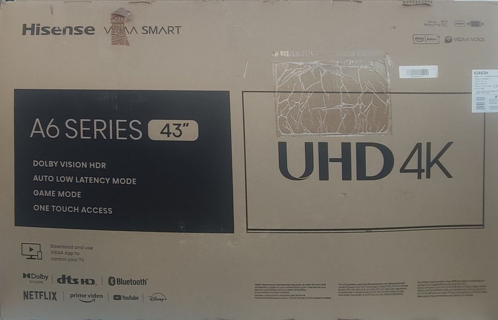 Smart TV Hisense 43" 4K (A6 Series) – Para Peças / Painel Interno Partido