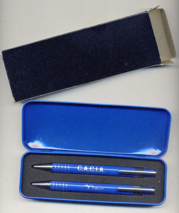 Conjunto Esferográfica e Lapiseira Azul, 30 anos CACIA