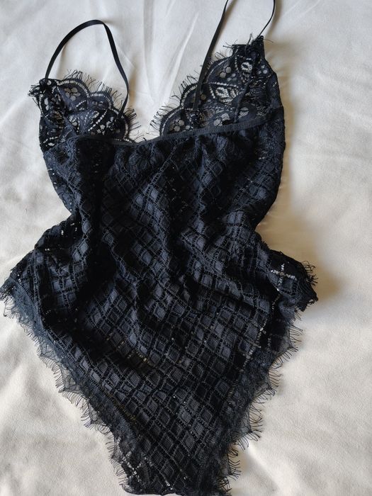 Intimissimi czarne delikatne seksowne body koronkowe L