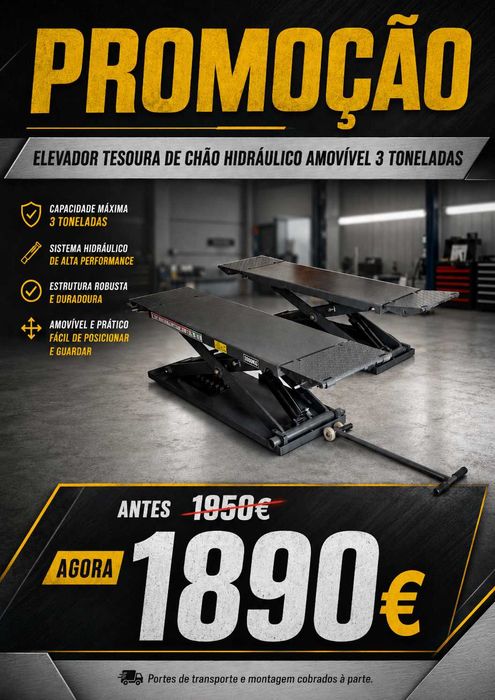 Elevador Tesoura Chão Hidráulico Amovível Kroftools 3Ton 2.2KW LL29