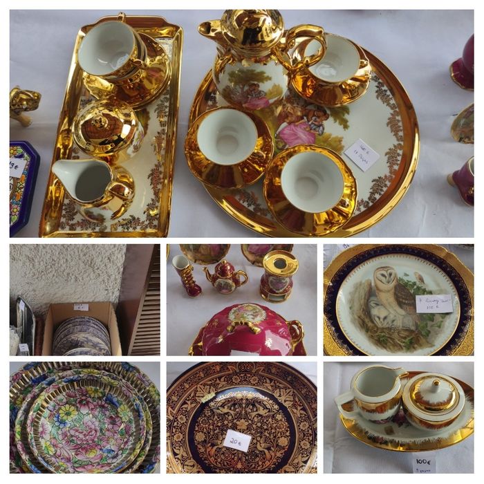 Várias antiguidades e artigos de decoração