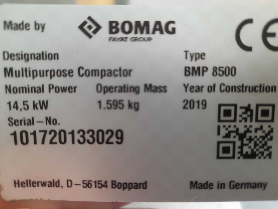 walec bomag BMP 8500 okołkowany 1600kg kubota wacker rt sc 19rok