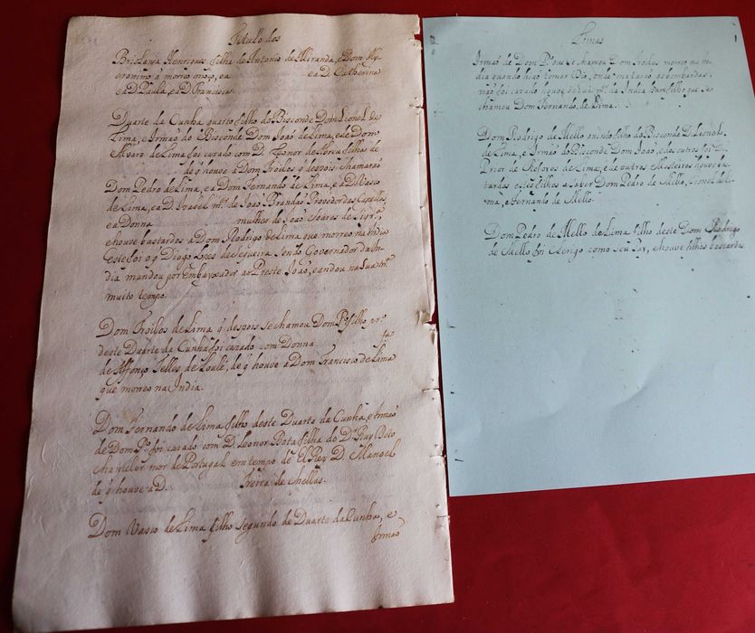 Título dos Lima s manuscrito genealógico (Ponte de Lima, Vila Nova Cerveira)