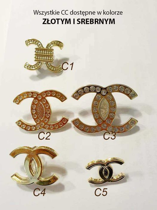 Broszka CC duże – pin złote/srebrne