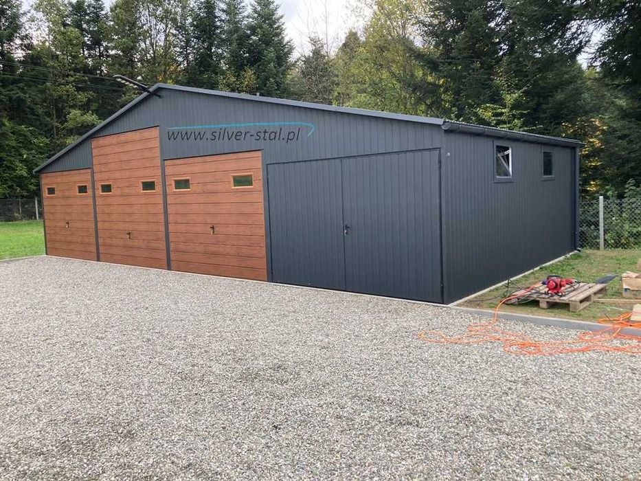 Garaż blaszany 12x6m 11x6 Silver-stal Garaże RAL 7016