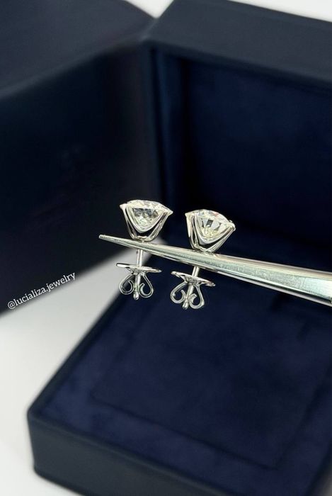 Золоті Сережки пусети з діамантами 6.91ct