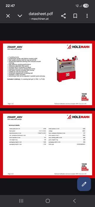 Calibradora Holzmann ZS640P_400v com extrator de detritos