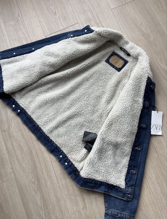 Чоловіча Куртка Zara (M) Denim Jacket Оригінал Ветровка Шерпа Джинсова Мужская Джинсовка на Меху Зара