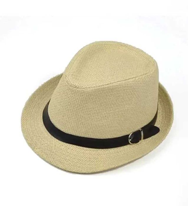 Kapelusz jazzowy w stylu brytyjskim z tkanego lnu.