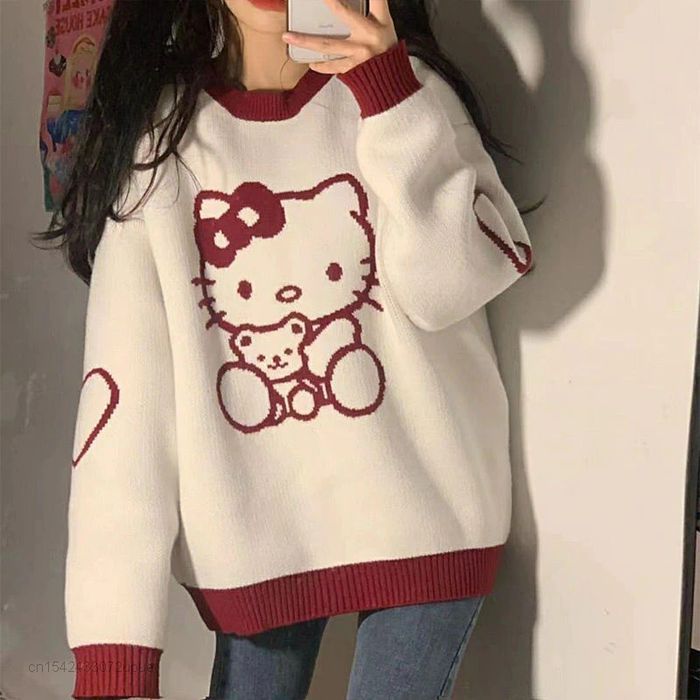 Damski Sweter ANIME Hello Kitty Harajuku Kawaii - XL