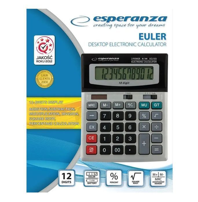 Kalkulator prosty biurowy podręczny Esperanza EULER ECL103