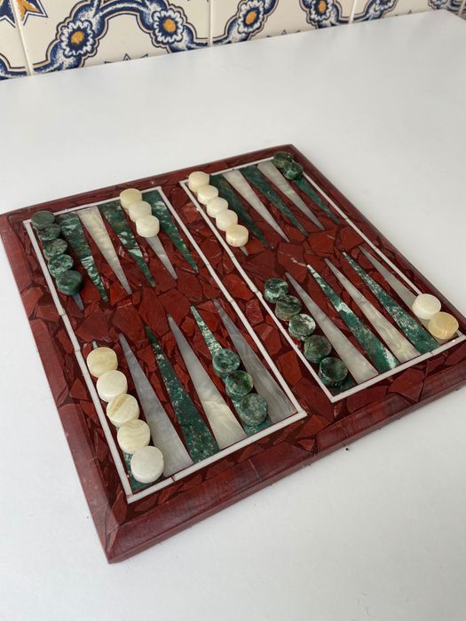 Jogo Gamão em Pedra Natural feito à mão