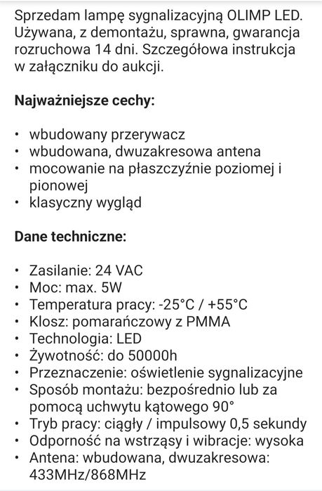 Lampa ostrzegawcza OLIMP 24 LED 5 W