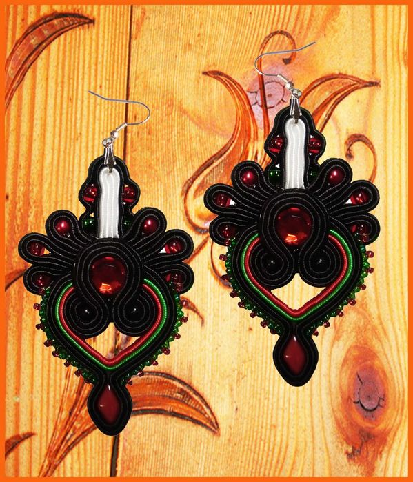 Folkowe kolczyki wzorowane na góralskiej parzenicy - różna kolorystyka