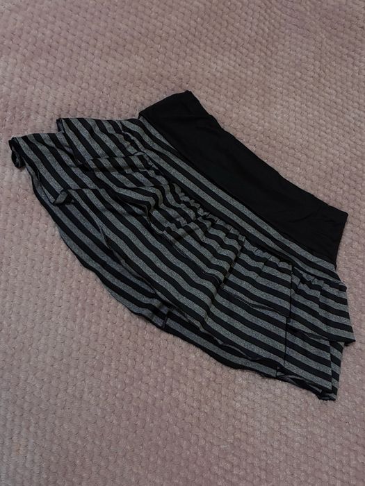 striped skirt emo alt dark coquette type