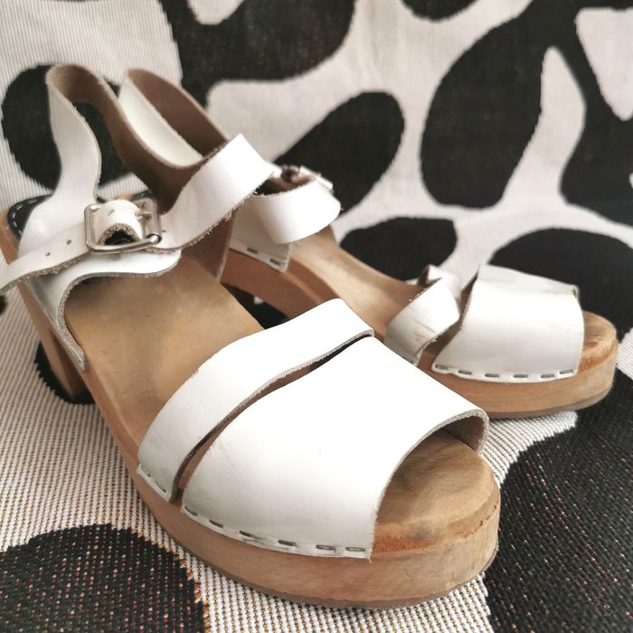 SWEEKS drewniaki skórzane białe r 38