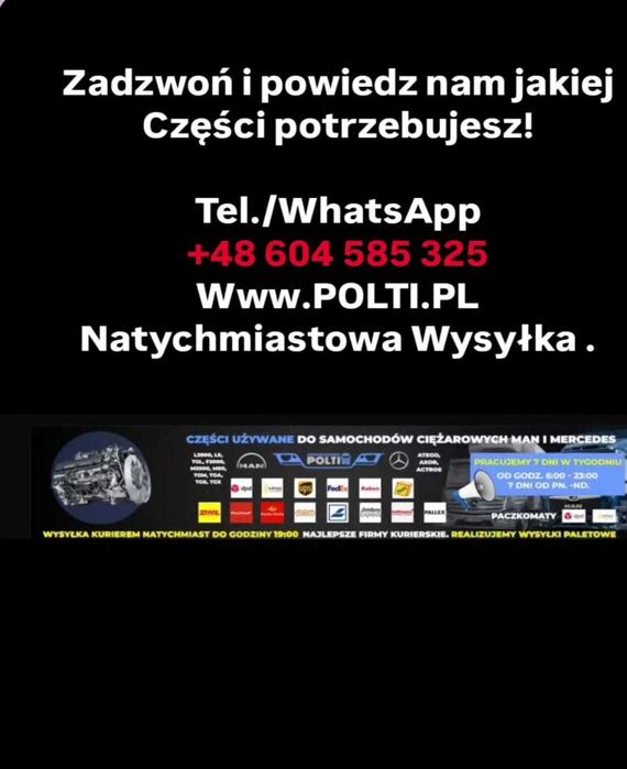 MAN TGL TGM Euro 3,4,5,6 na części Wysyłka 7 dni POLTI sprężarka