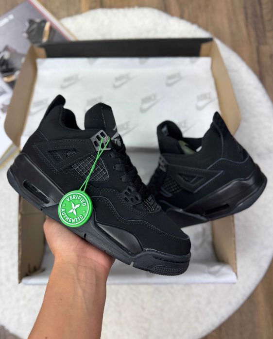 Мужские кроссовки Nike Jordan Retro 4 Black Cat "R1222" Размеры 40-46