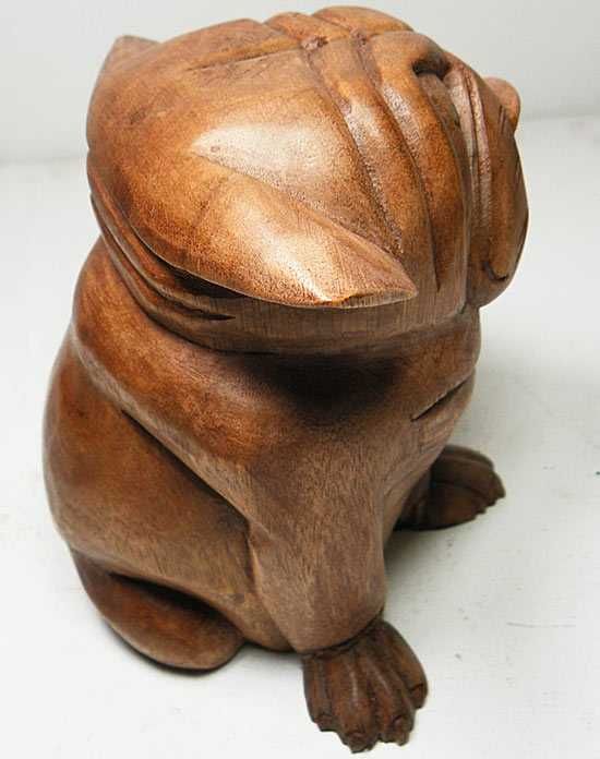 Rzeźba Figurka PIES z Drewna Rękodzieło Jak Żywy Rozm. średni