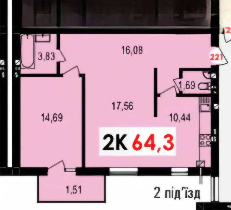 ЗДАНА 2 кім. квартира 65м2 в районі Озера ЖК "Долішній"