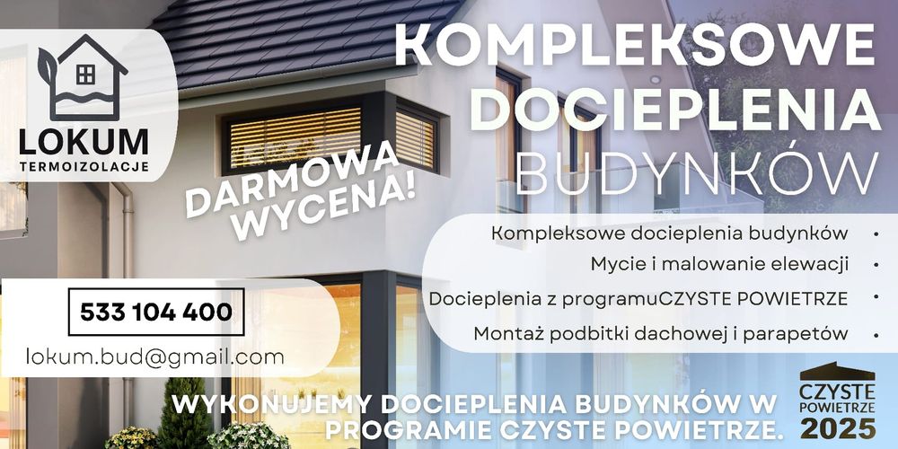 Docieplenia budynków, elewacje,ocieplenia, tynki,  audyt termin 2026