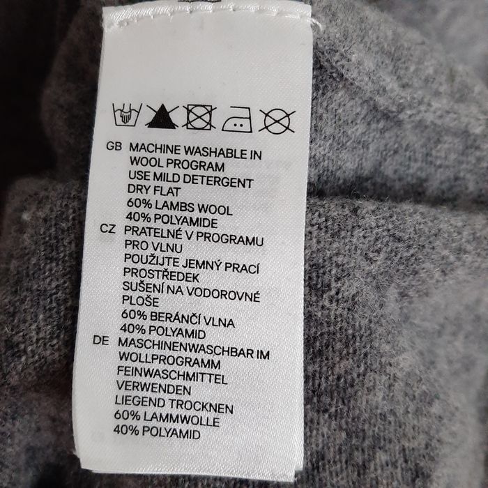 H&M długi sweter szary wełna owcza XS