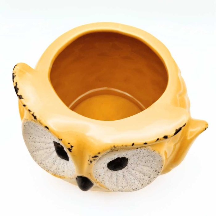 Osłonka na doniczkę żółta sowa