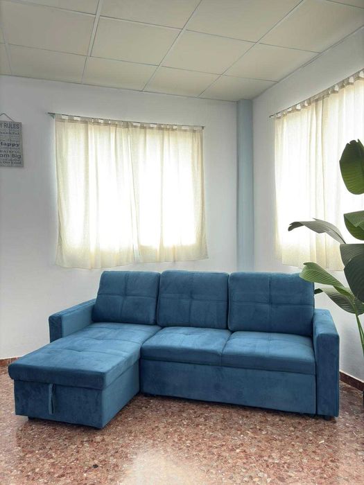 Novo sofá-cama azul - envio grátis
