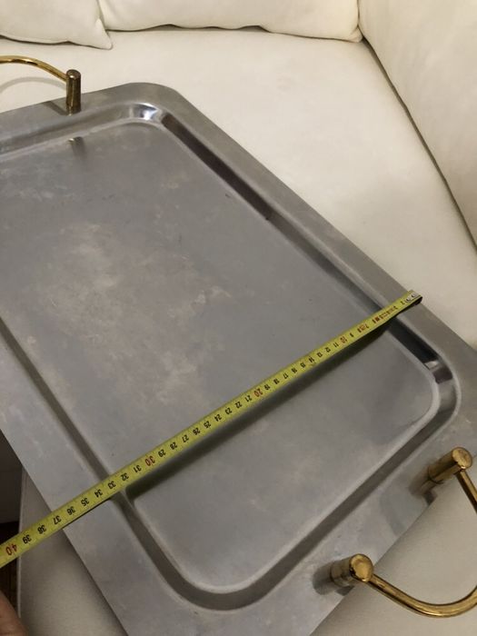 Bule Vintage em casquinha e tabuleiro em inox