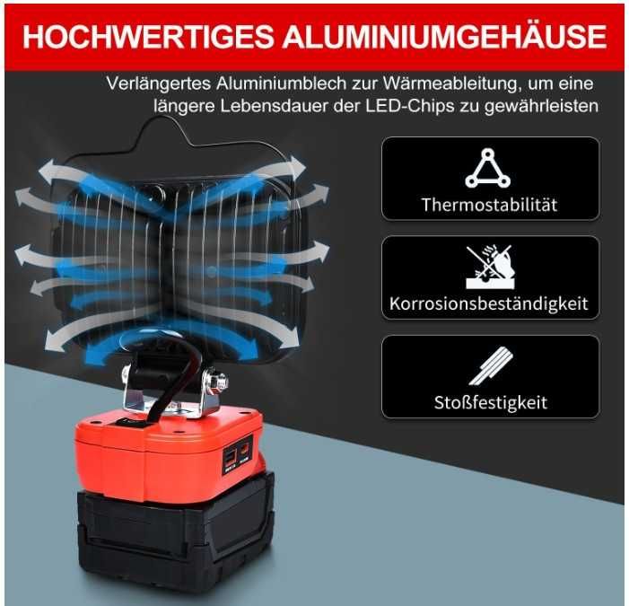 Bezprzewodowa lampa robocza led pod akumulator Milwaukee 18V