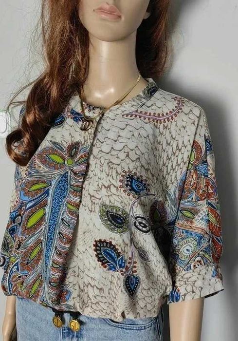Bluzka we wzory kolorowa  luźna wiosna lato letnia XL 42 oversize boho