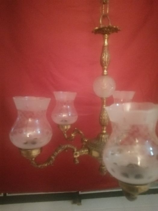 Candeeiro de teto antigo bronze