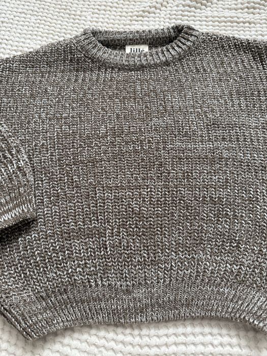 jak NOWY Lille Bawełniany Sweter  Melange Off White/Taupe 4/5 lat