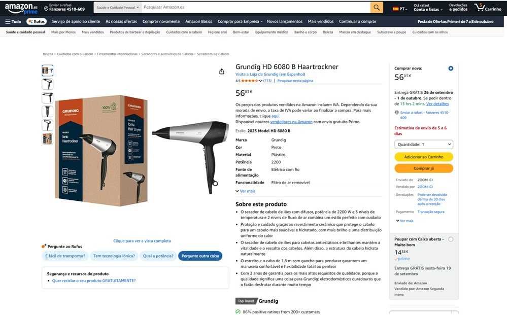 Grundig Haartrockner secador de cabelo (302)