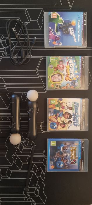 Pack 2 Comandos PlayStation Move PS3/PS4 + 4 Jogos de Movimento